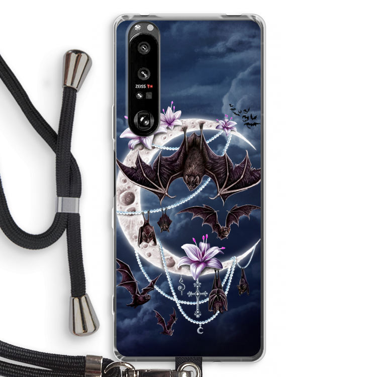 Vleermuizen Maan: Sony Xperia 1 III Transparant Hoesje met koord