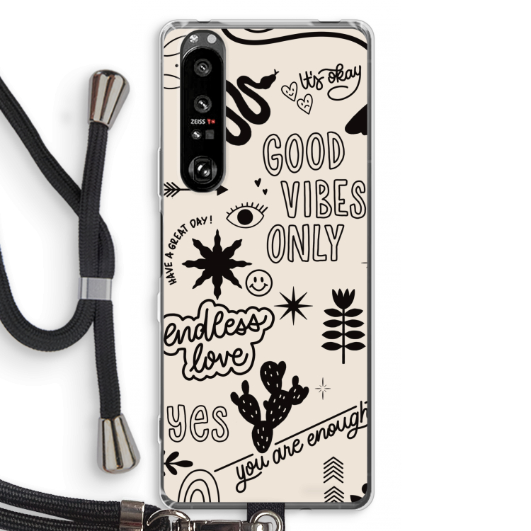 Good vibes: Sony Xperia 1 III Transparant Hoesje met koord
