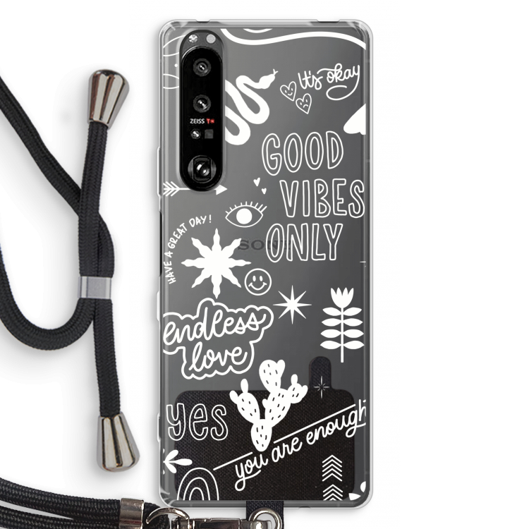 Good vibes: Sony Xperia 1 III Transparant Hoesje met koord