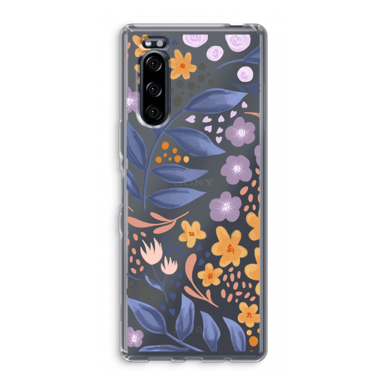 Flowers with blue leaves: Sony Xperia 5 Transparant Hoesje
