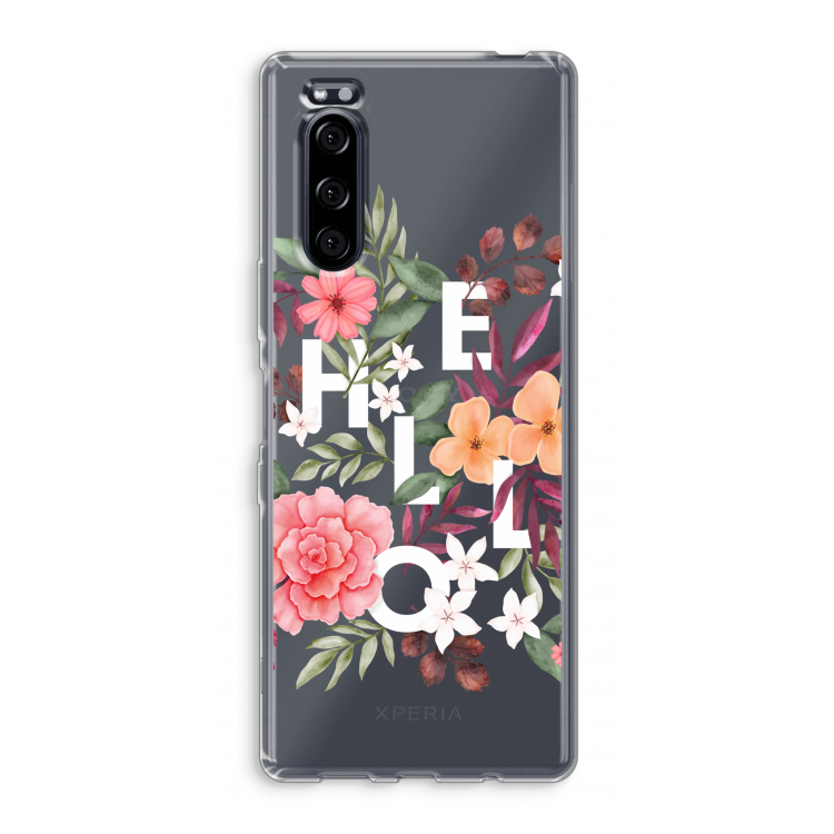 Hello in flowers: Sony Xperia 5 Transparant Hoesje