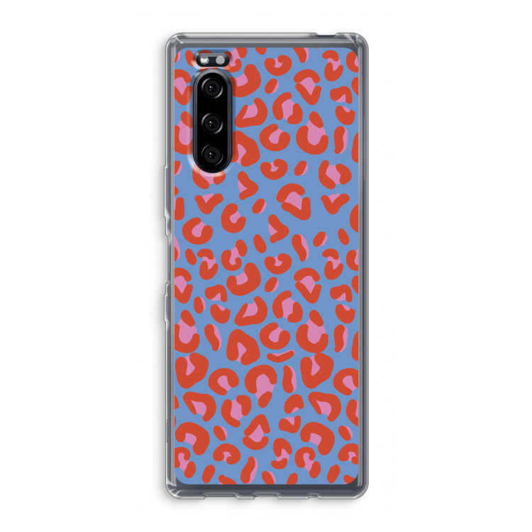 Leopard blue: Sony Xperia 5 Transparant Hoesje