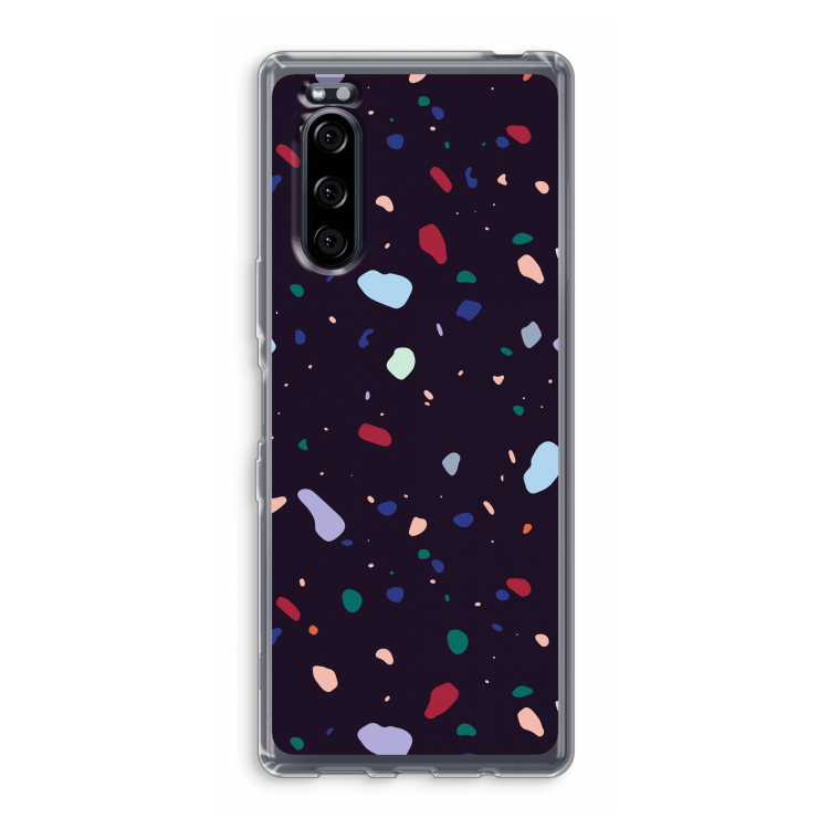 Dark Rounded Terrazzo: Sony Xperia 5 Transparant Hoesje