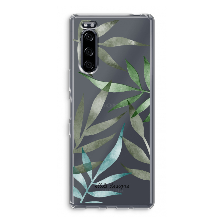 Tropical watercolor leaves: Sony Xperia 5 Transparant Hoesje