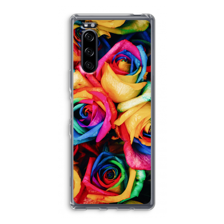 Neon bloemen: Sony Xperia 5 Transparant Hoesje