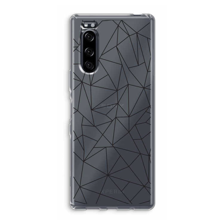 Geometrische lijnen zwart: Sony Xperia 5 Transparant Hoesje