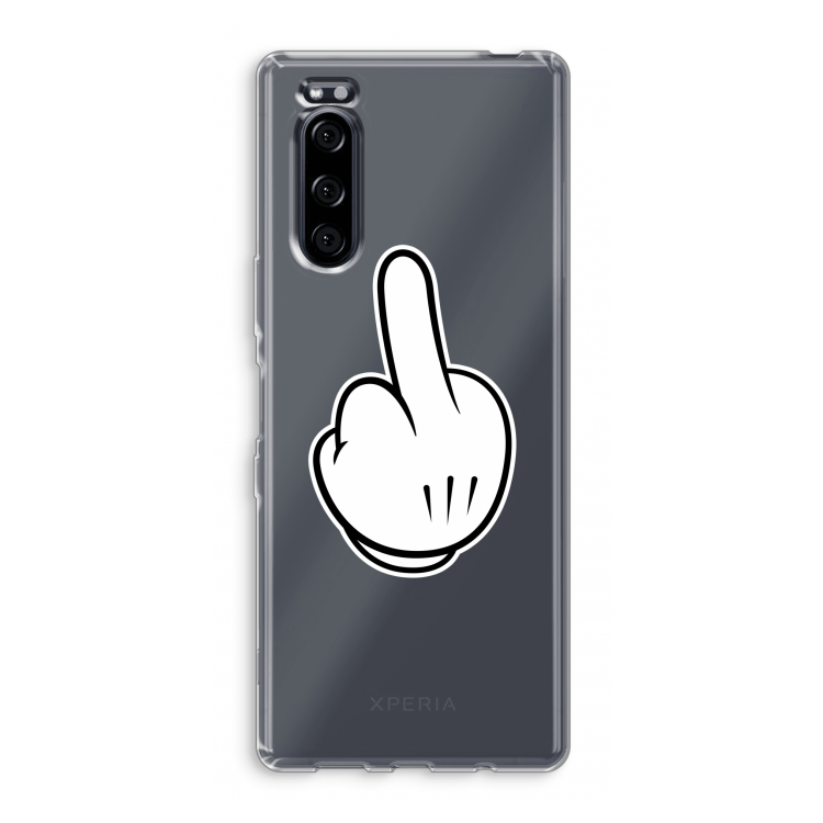 Middle finger black: Sony Xperia 5 Transparant Hoesje