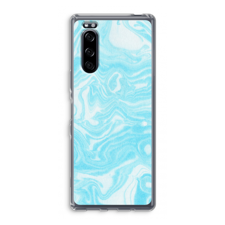 Waterverf blauw: Sony Xperia 5 Transparant Hoesje
