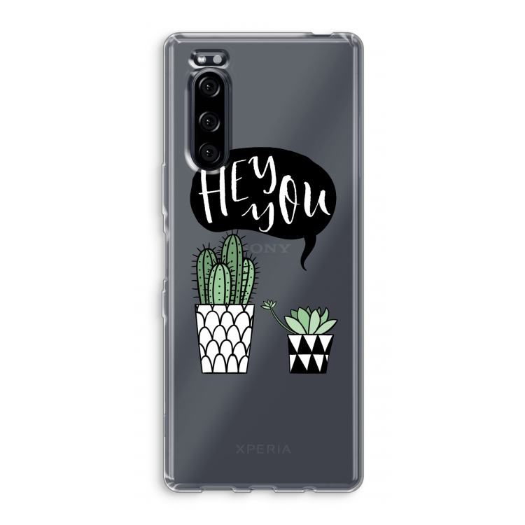 Hey you cactus: Sony Xperia 5 Transparant Hoesje