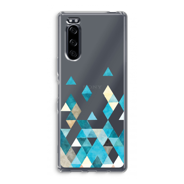 Gekleurde driehoekjes blauw: Sony Xperia 5 Transparant Hoesje
