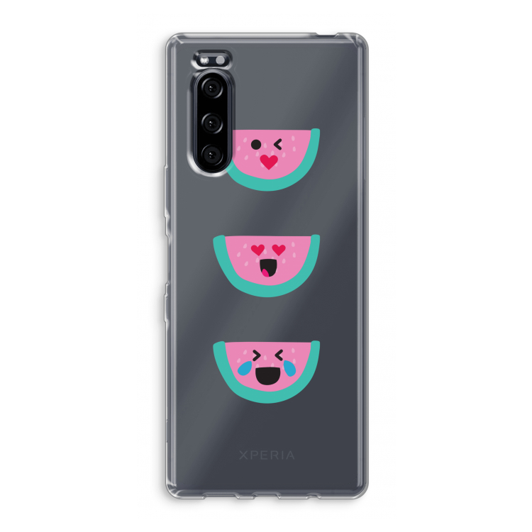 Smiley watermeloen: Sony Xperia 5 Transparant Hoesje