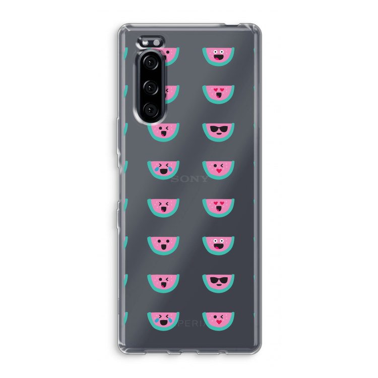 Smiley watermeloenprint: Sony Xperia 5 Transparant Hoesje