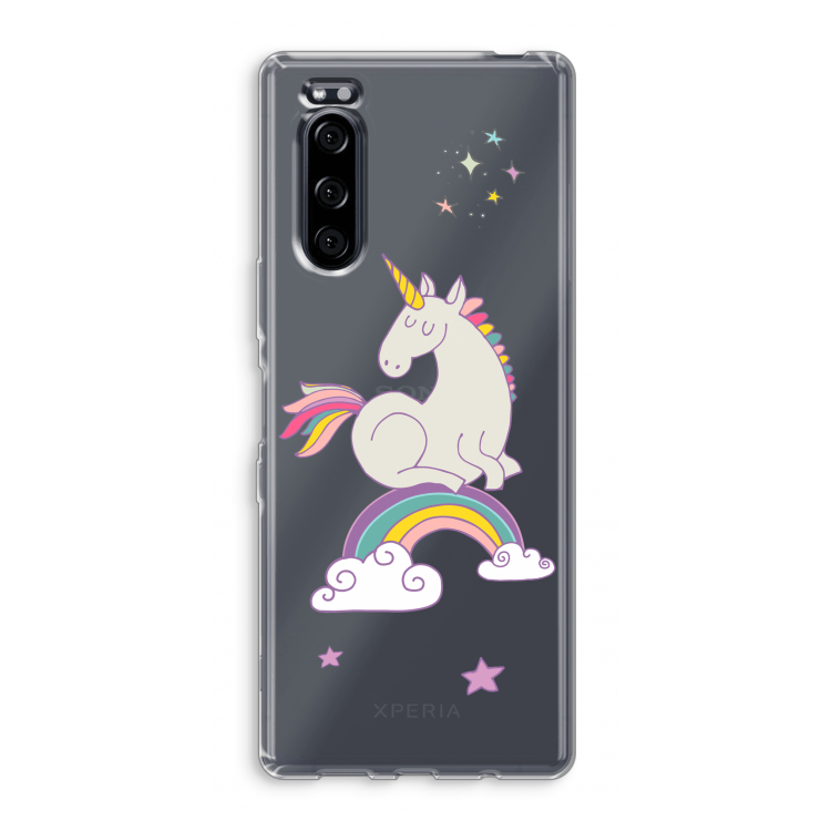 Regenboog eenhoorn: Sony Xperia 5 Transparant Hoesje