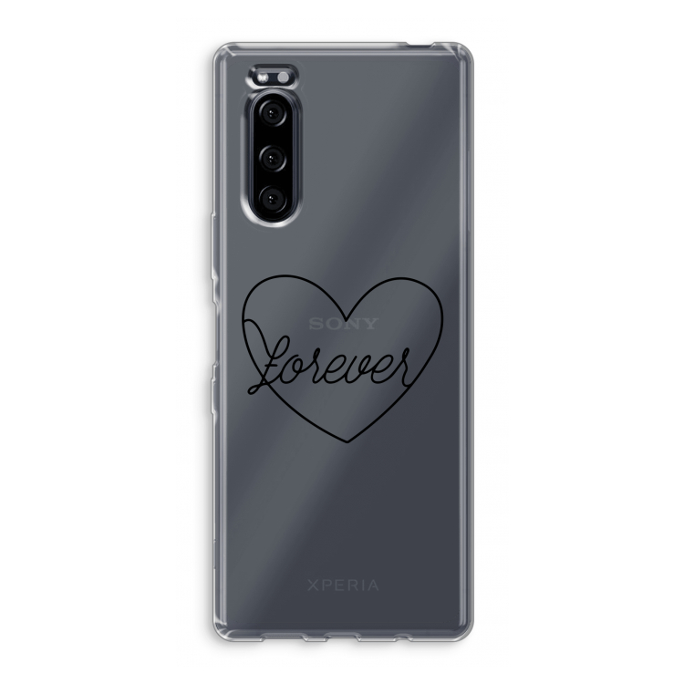Forever heart black: Sony Xperia 5 Transparant Hoesje