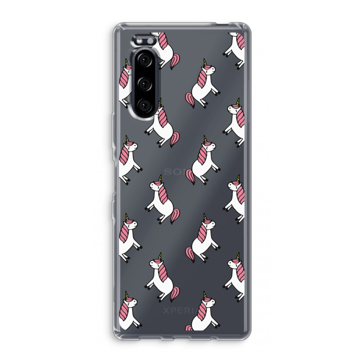 Eenhoorns overal: Sony Xperia 5 Transparant Hoesje