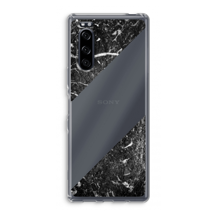 Zwart marmer: Sony Xperia 5 Transparant Hoesje
