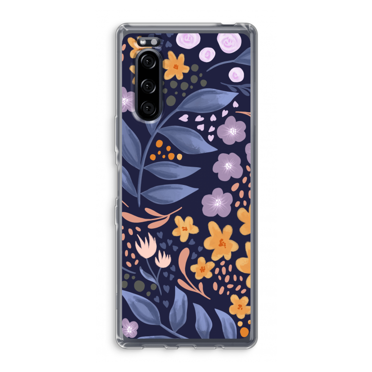 Flowers with blue leaves: Sony Xperia 5 Transparant Hoesje