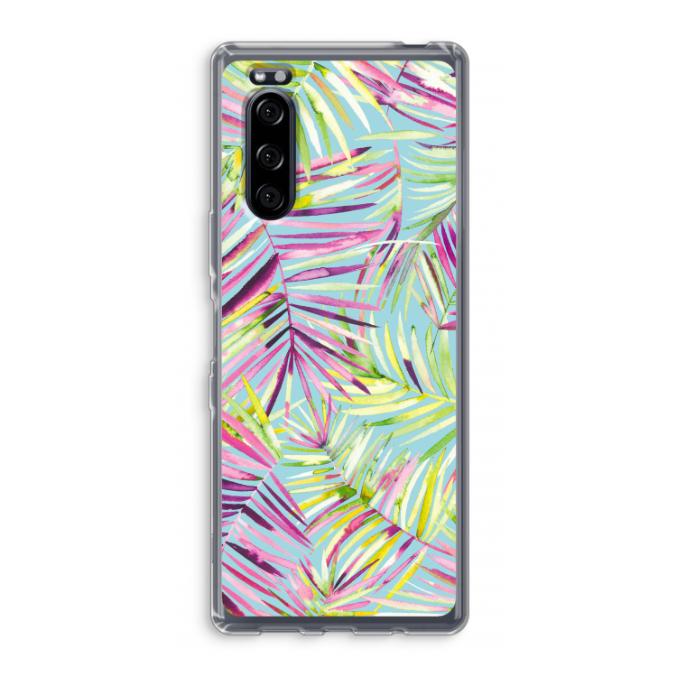 Tropical Palms Blue: Sony Xperia 5 Transparant Hoesje