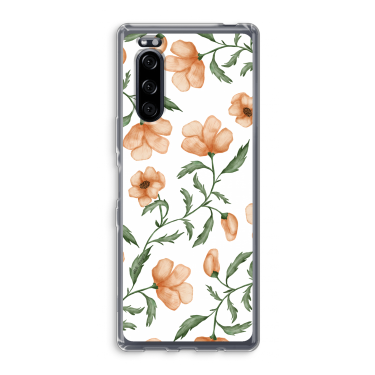 Peachy flowers: Sony Xperia 5 Transparant Hoesje