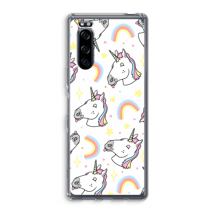 Rainbow Unicorn: Sony Xperia 5 Transparant Hoesje