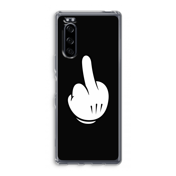 Middle finger black: Sony Xperia 5 Transparant Hoesje