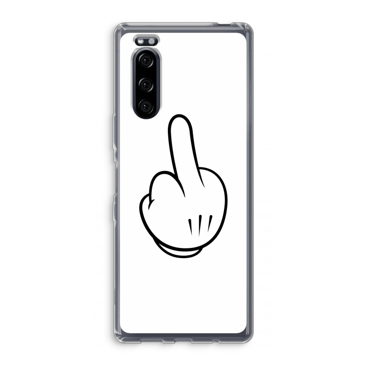 Middle finger white: Sony Xperia 5 Transparant Hoesje