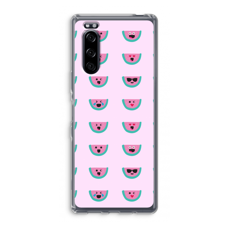Smiley watermeloenprint: Sony Xperia 5 Transparant Hoesje