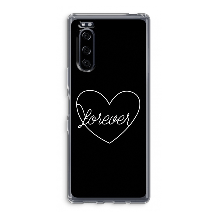Forever heart black: Sony Xperia 5 Transparant Hoesje