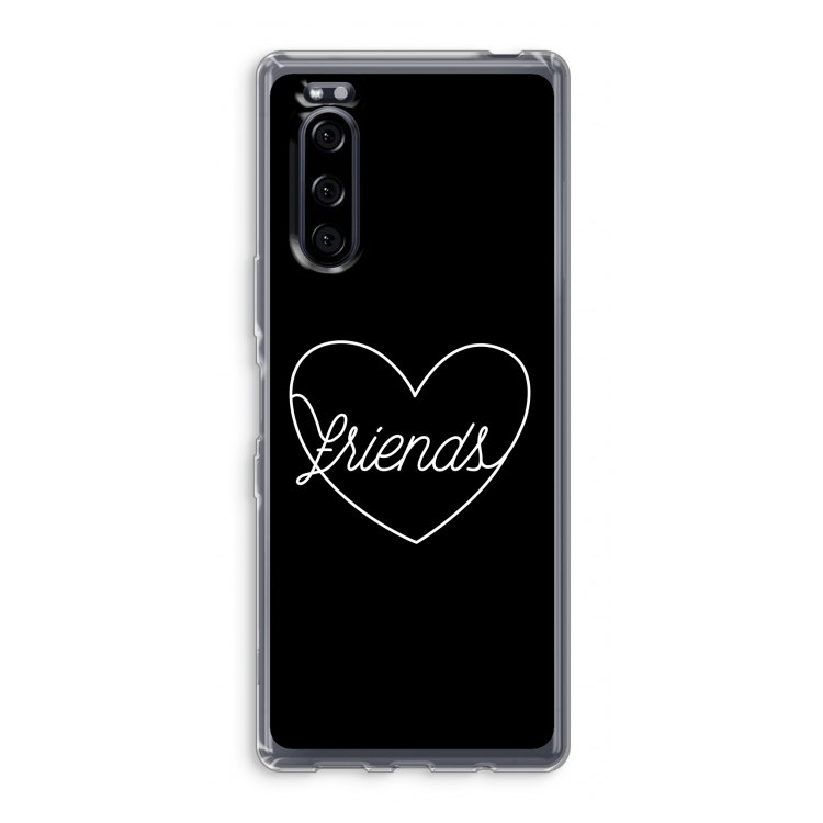 Friends heart black: Sony Xperia 5 Transparant Hoesje