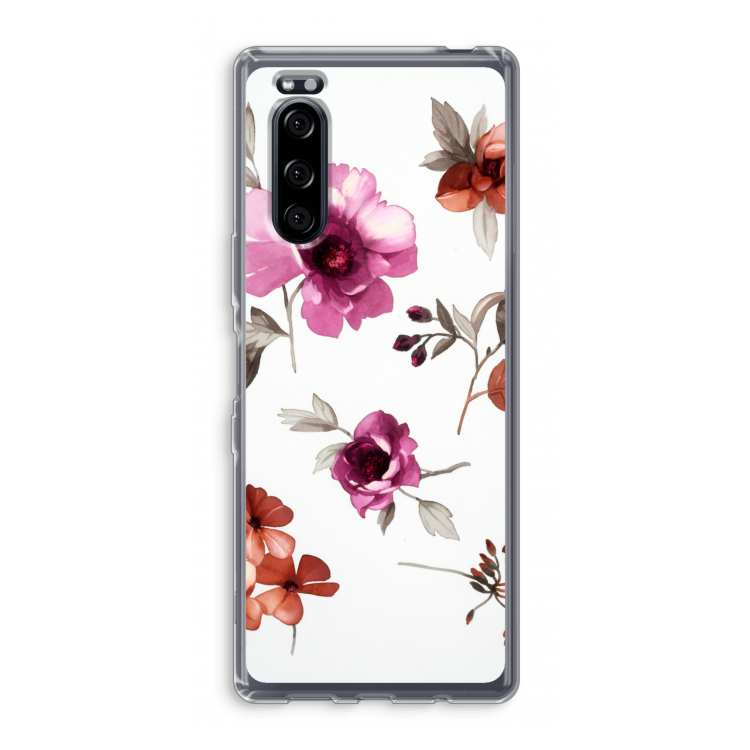 Geschilderde bloemen: Sony Xperia 5 Transparant Hoesje