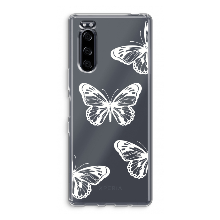 White butterfly: Sony Xperia 5 Transparant Hoesje