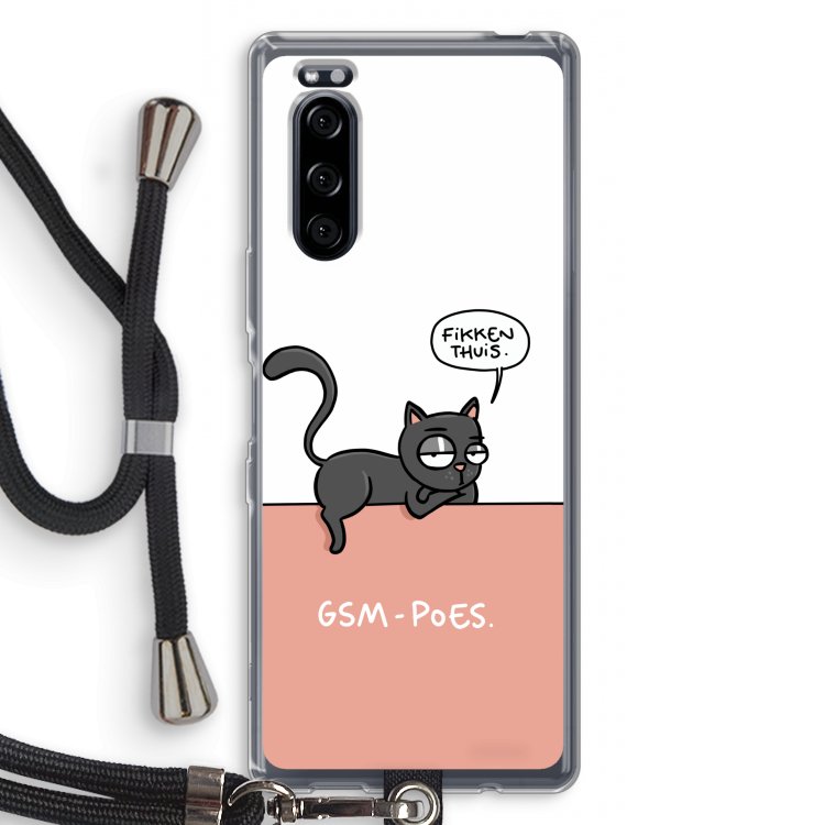 GSM poes: Sony Xperia 5 Transparant Hoesje met koord