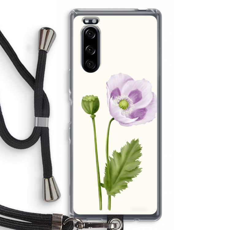 Purple poppy: Sony Xperia 5 Transparant Hoesje met koord