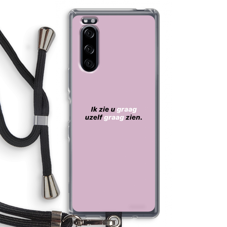 uzelf graag zien: Sony Xperia 5 Transparant Hoesje met koord
