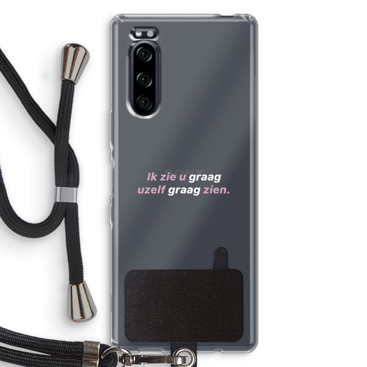 uzelf graag zien: Sony Xperia 5 Transparant Hoesje met koord