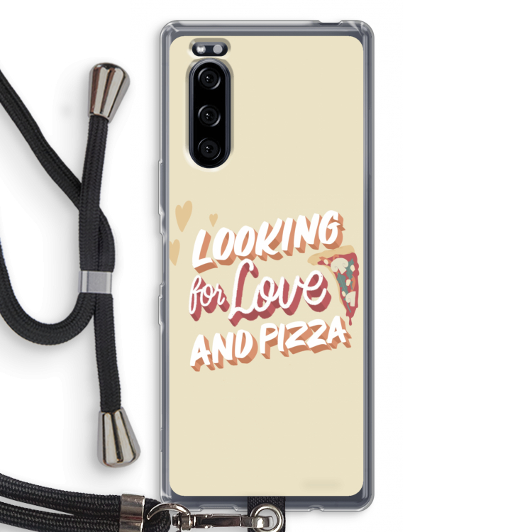 Pizza is the answer: Sony Xperia 5 Transparant Hoesje met koord