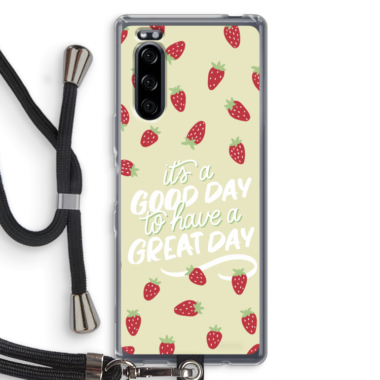 Don't forget to have a great day: Sony Xperia 5 Transparant Hoesje met koord