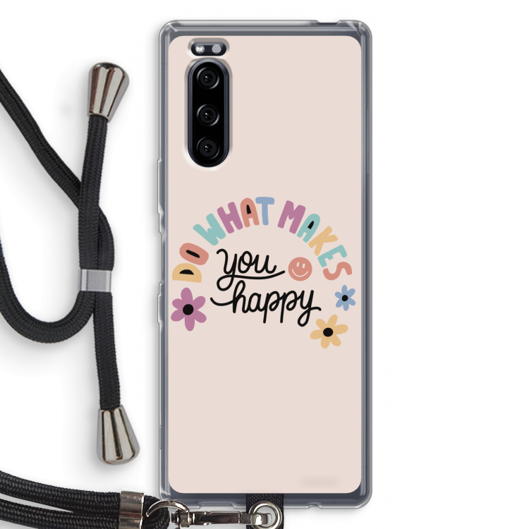 Happy days: Sony Xperia 5 Transparant Hoesje met koord