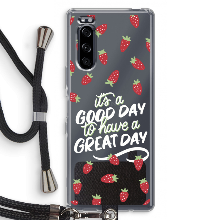 Don't forget to have a great day: Sony Xperia 5 Transparant Hoesje met koord