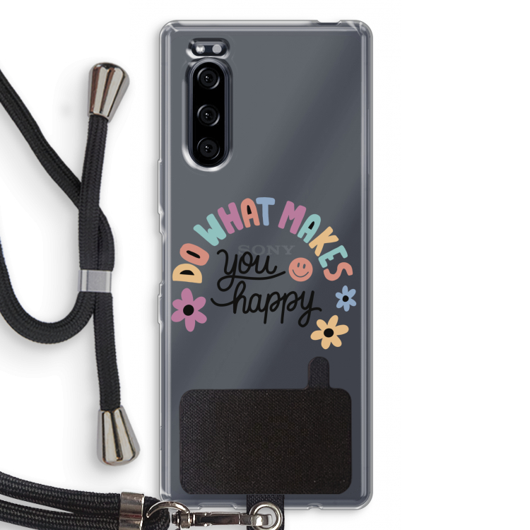 Happy days: Sony Xperia 5 Transparant Hoesje met koord