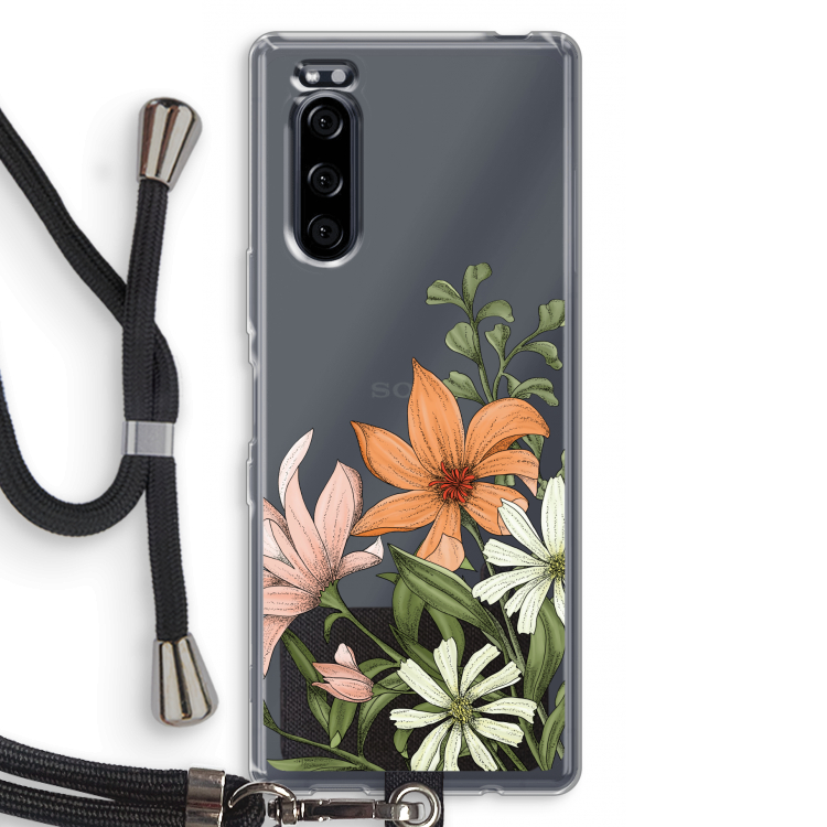 Floral bouquet: Sony Xperia 5 Transparant Hoesje met koord