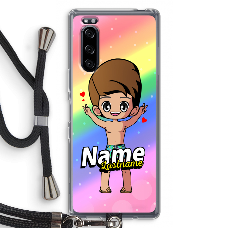 Chibi Maker man: Sony Xperia 5 Transparant Hoesje met koord