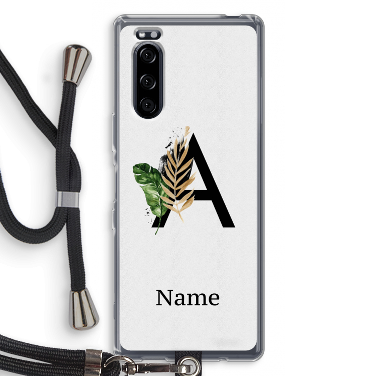 Charcoal Flora: Sony Xperia 5 Transparant Hoesje met koord