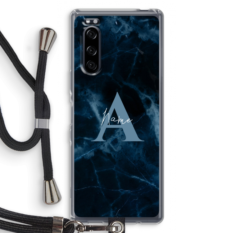 Midnight Marble: Sony Xperia 5 Transparant Hoesje met koord