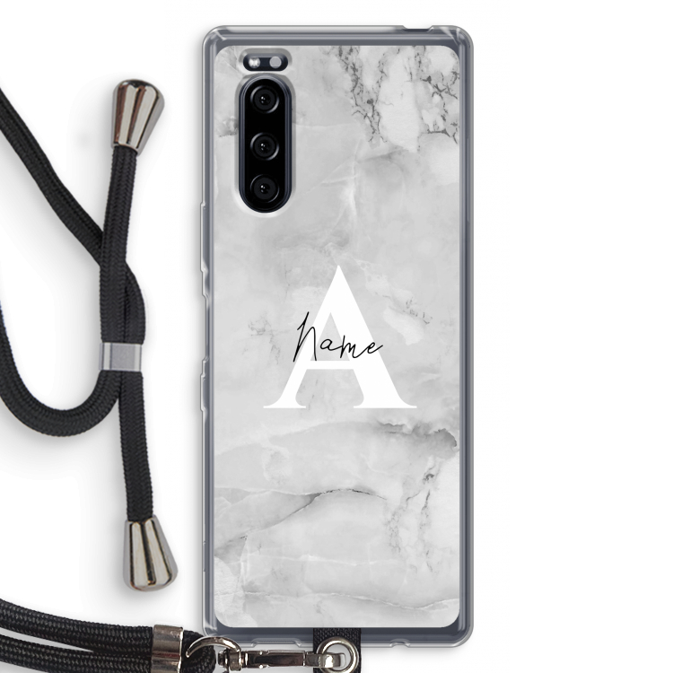 Ivory Marble: Sony Xperia 5 Transparant Hoesje met koord