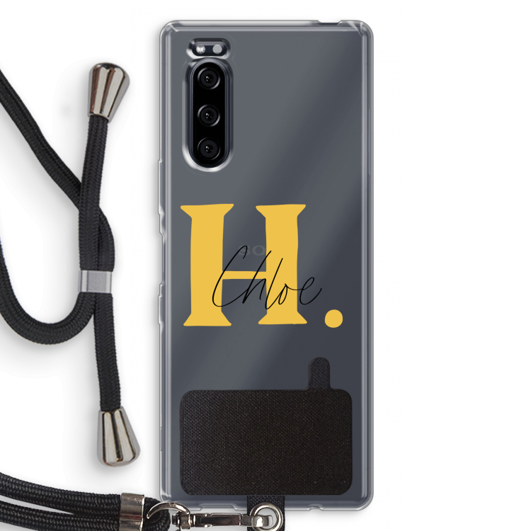 Amber Script: Sony Xperia 5 Transparant Hoesje met koord
