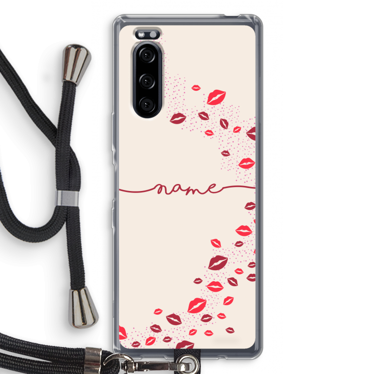 Kusjes: Sony Xperia 5 Transparant Hoesje met koord