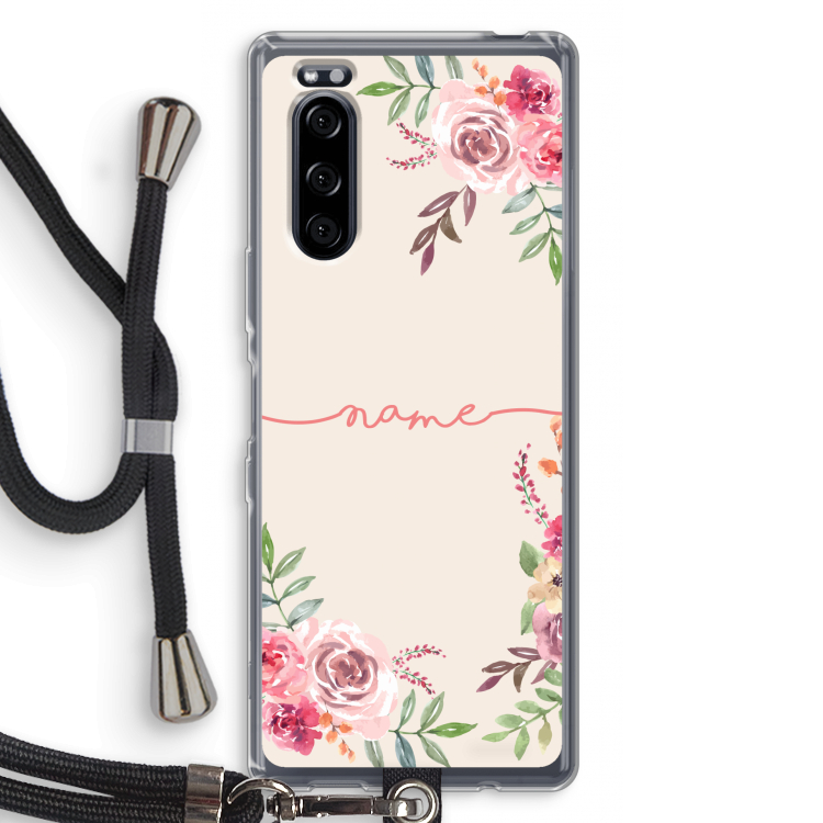 Rozen: Sony Xperia 5 Transparant Hoesje met koord