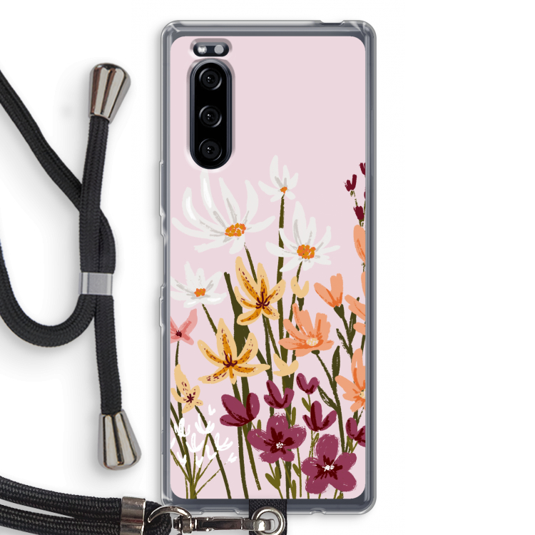 Painted wildflowers: Sony Xperia 5 Transparant Hoesje met koord
