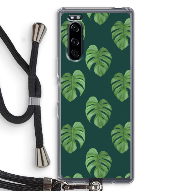 Monstera leaves: Sony Xperia 5 Transparant Hoesje met koord